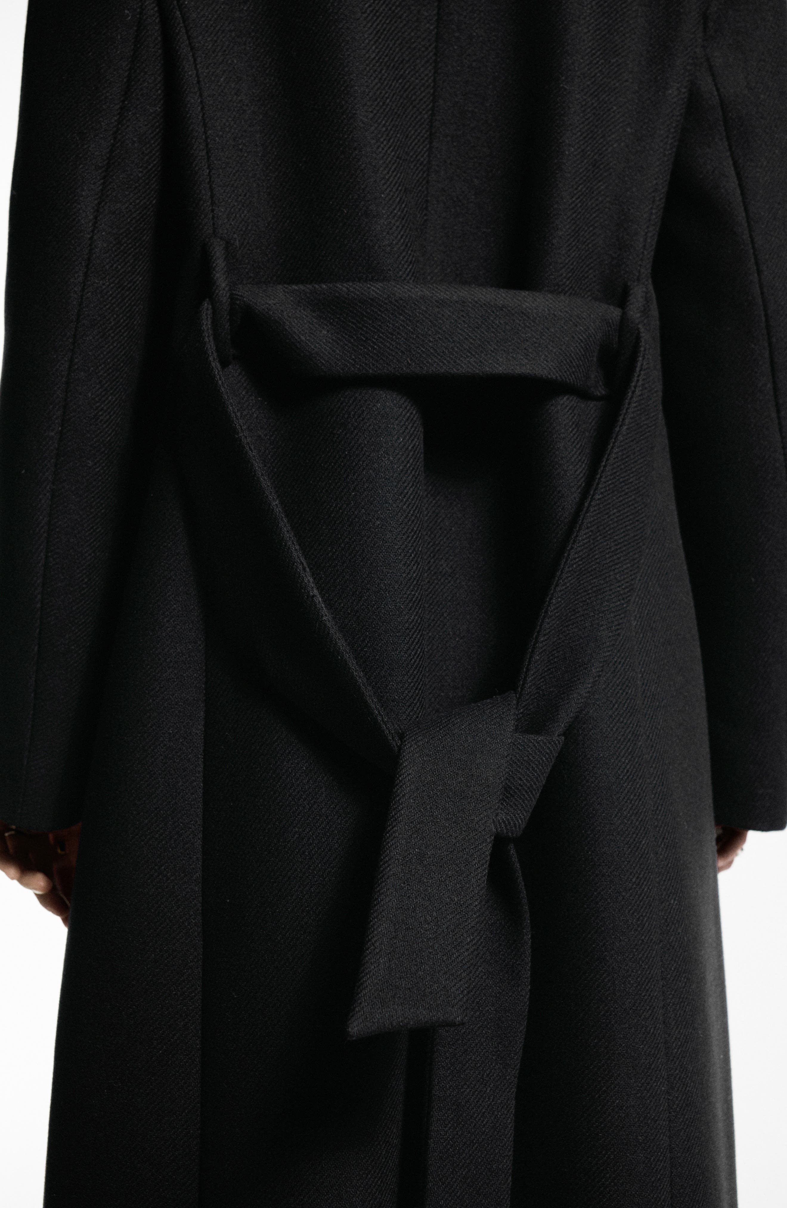 MANGO Dolce Wool Blend Wrap Coat with Removable Faux Fur Collar — фото 7