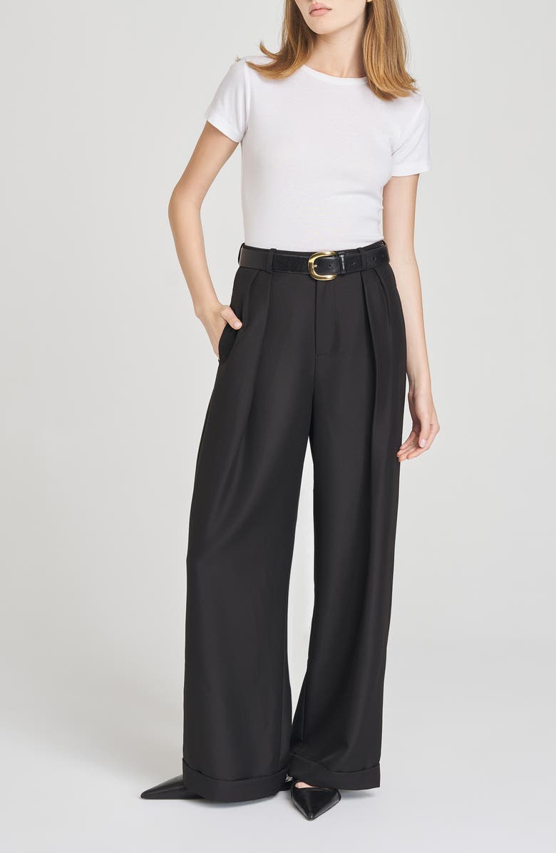WAYF Maddox Pleated Cuff Trousers, Alternate, color, Black