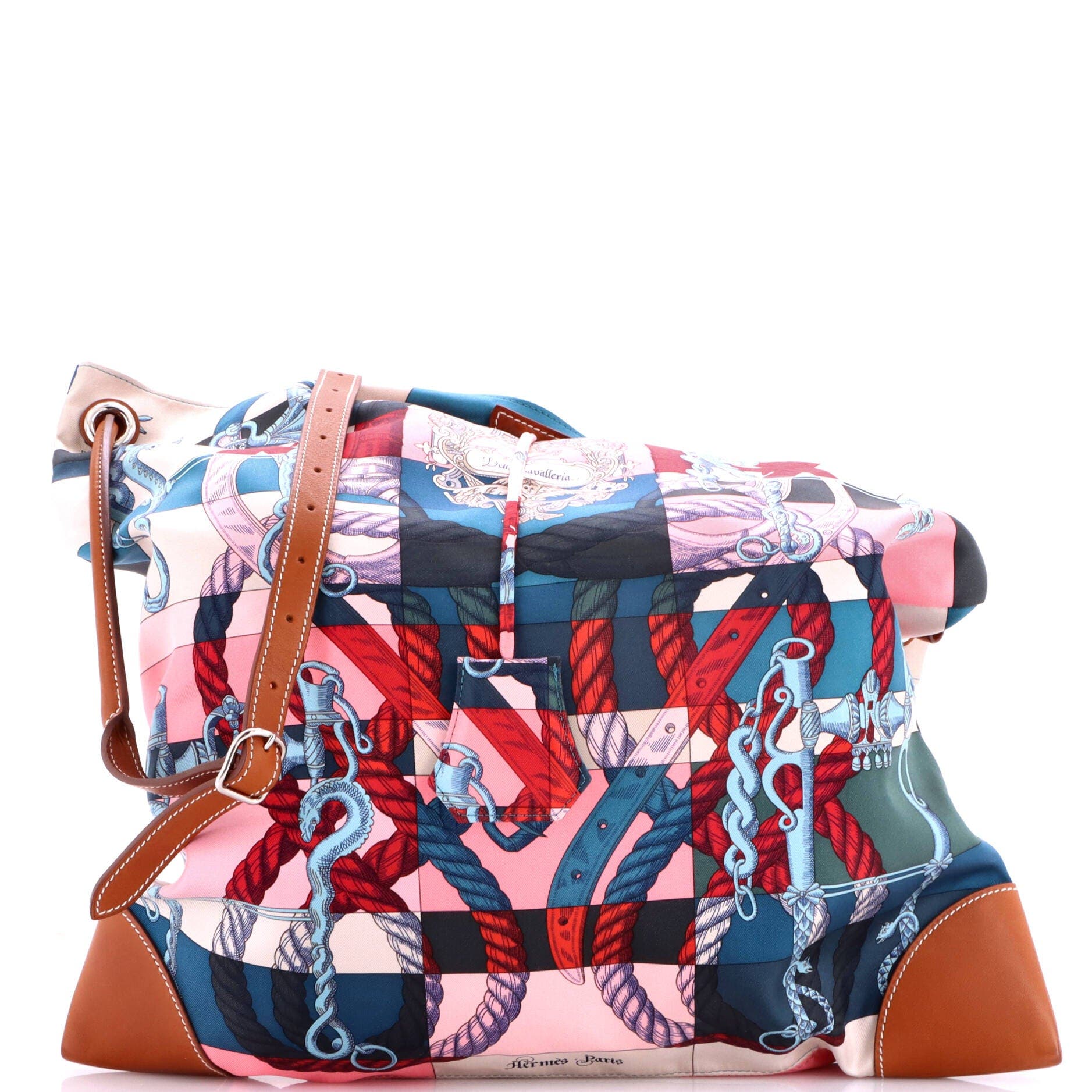 Silky City Bag Printed Silk and Leather GM, Main, color, Blue
