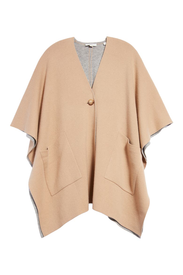 Wool & Cashmere Cape, Main, color, CAMEL/ GREY