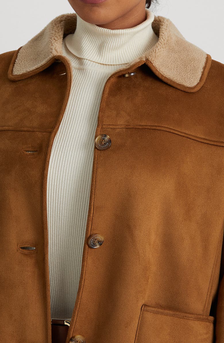 Lauren Ralph Lauren Faux Suede Jacket with Faux Shearling Trim, Alternate, color,