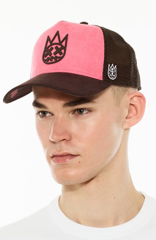Cult Of Individuality Logo Mesh Back Suede Trucker Hat In Pink