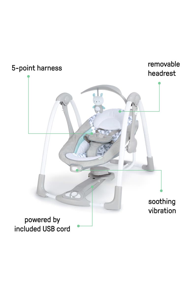 INGENUITY ConvertMe 2-in-1 Compact Portable Baby Swing 2 Infant Seat, Alternate, color, Grey