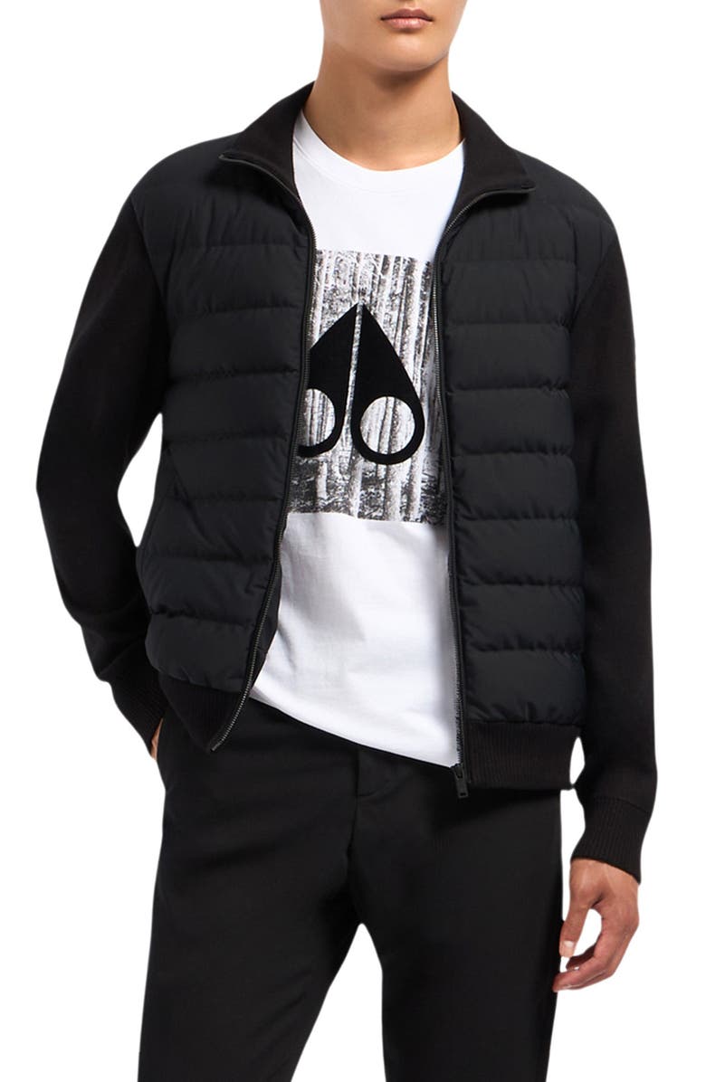 Moose Knuckles Kamet Hybrid Mixed Media Down Jacket, Main, color, Black