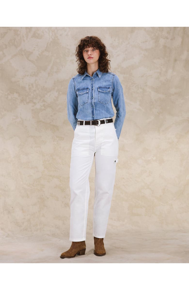 Fortela Jerryt Herringbone Cotton Fatigue Trousers, Alternate, color, Off White