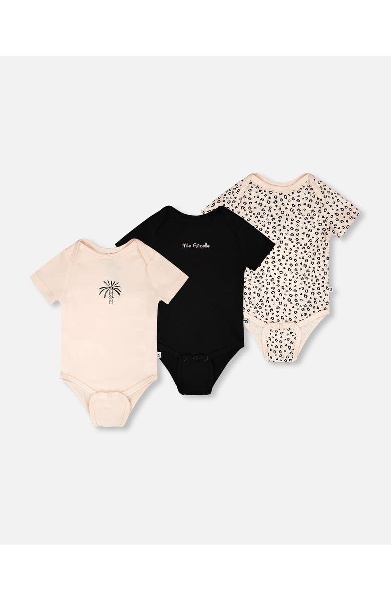 Deux par Deux Evolutive Organic Cotton Jersey 3 Pack Bodysuit, Main, color, Peach