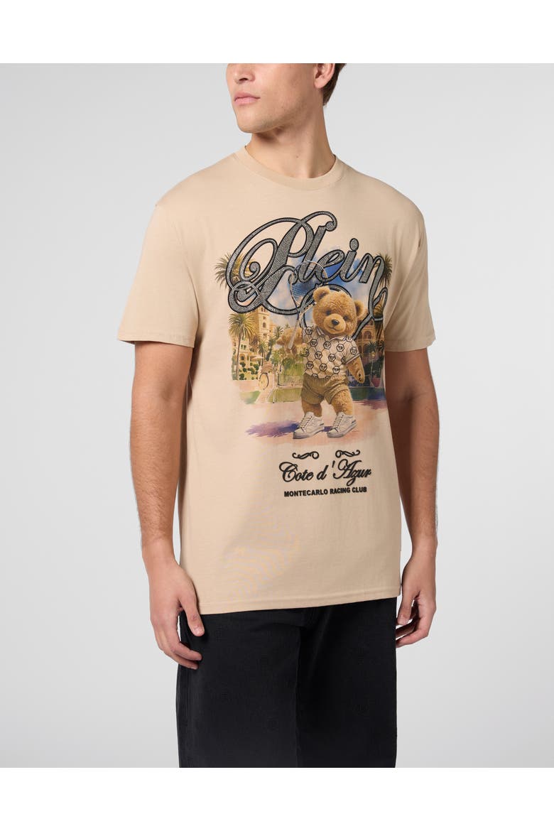 Round Neck T-Shirt Teddy Tennis Men, Main, color, beige
