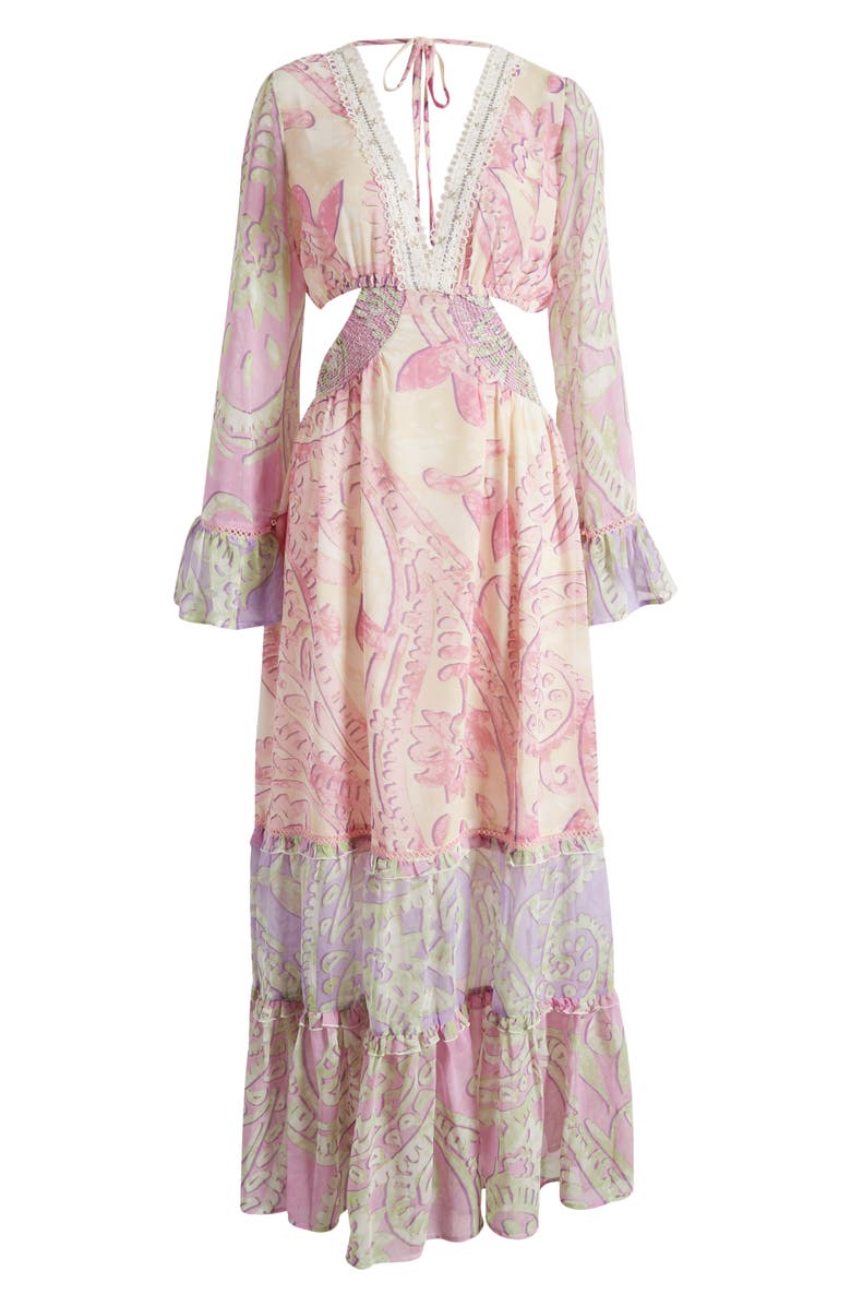 River Island Cutout Long Sleeve Cover-Up Dress, Alternate, color,