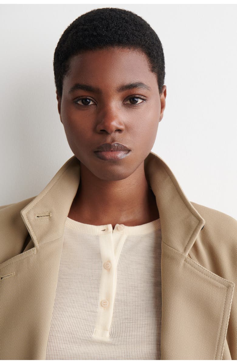 COS Ribbed Wool Henley Top, Alternate, color, Ivory