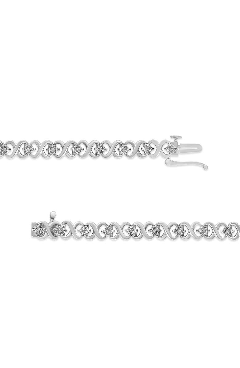 Haus of Brilliance Silver 1/6 Cttw Miracle Set Diamond Infinity Link and Station Tennis Bracelet, Alternate, color, White