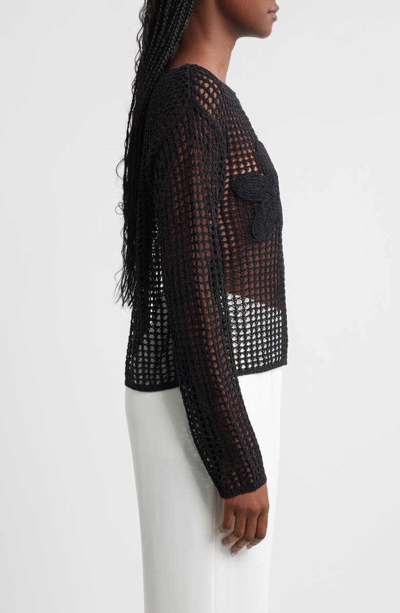 MANGO Floral Embroidered Open Stitch Sweater, Alternate, color,