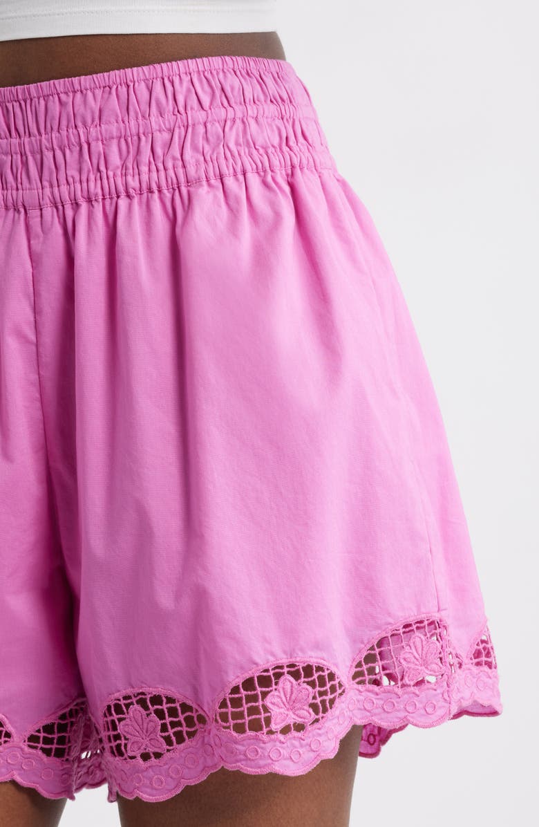 Treasure & Bond Cutwork Pull-On Woven Cotton Shorts, Alternate, color, Pink Surprise