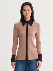 Misook Lightweight Mixed Media Soft Knit Shirt