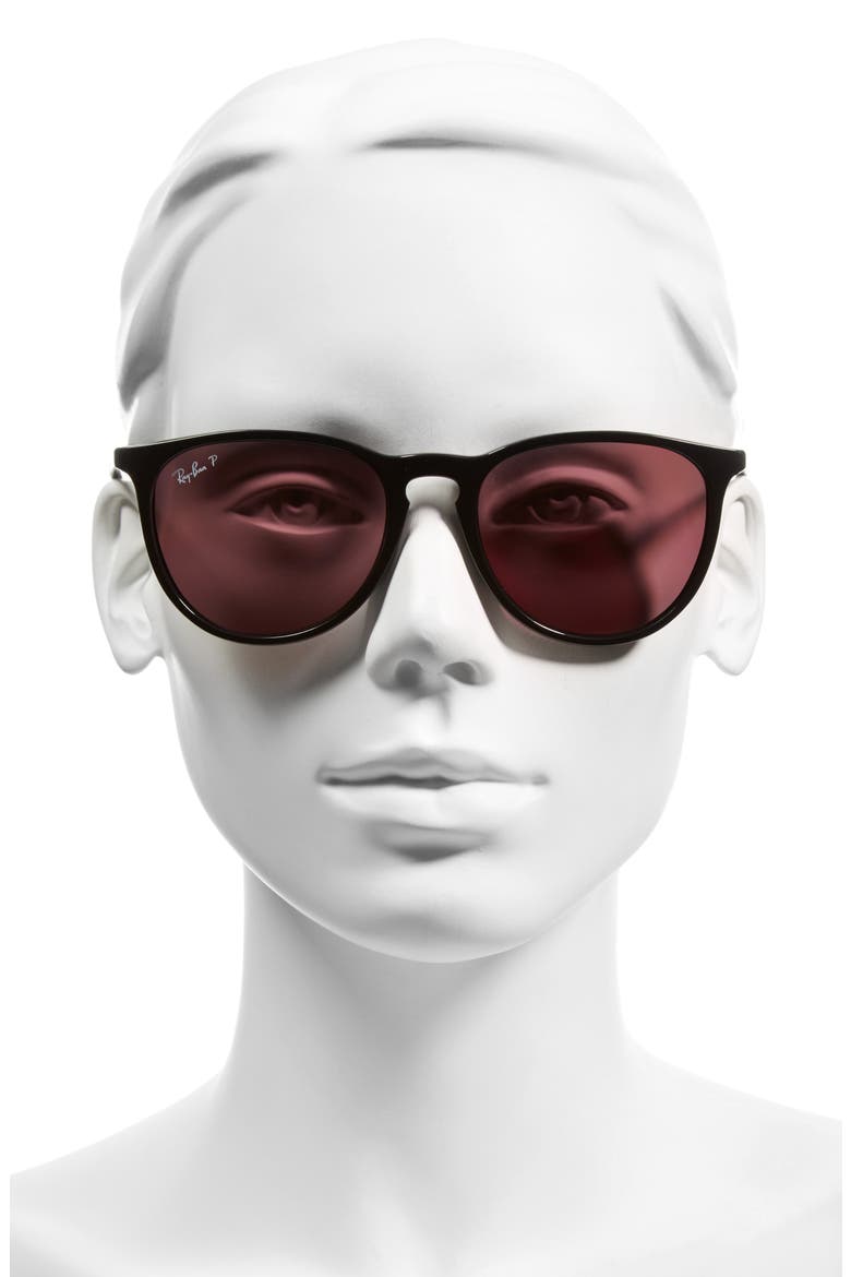 54mm Polarized Gradient Round Sunglasses, Alternate, color, BLACK/ PURPLE