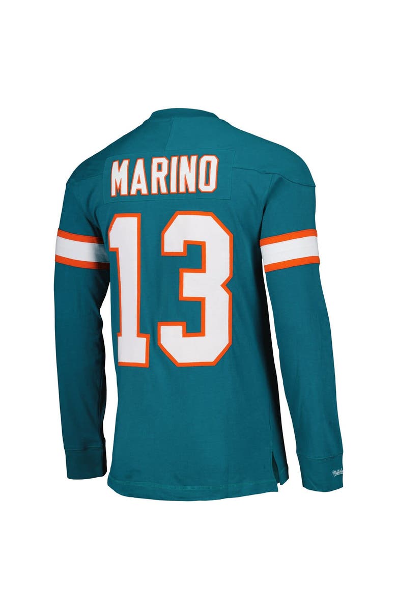 Mitchell & Ness Men's Mitchell & Ness Dan Marino Aqua Miami Dolphins Throwback Retired Player Name & Number Long Sleeve Top, Alternate, color, Aqua