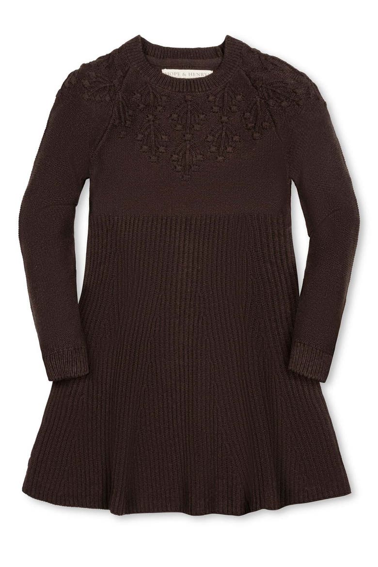Kids' Organic Bobble Yoke Sweater Dress, Main, color, Chocolate Heather