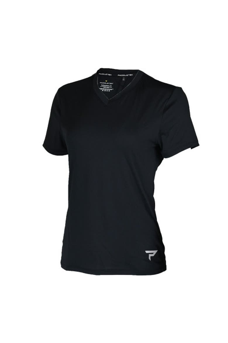 Performance Short Sleeve Womens Pickleball Tee, Main, color, Black