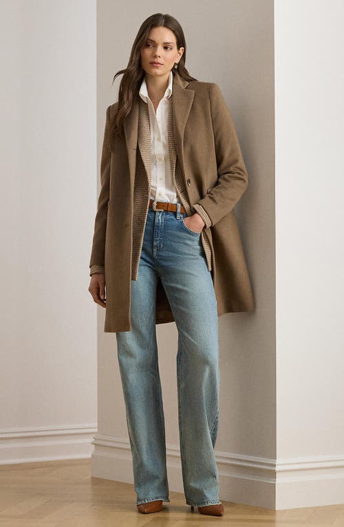 Ralph Lauren Lauren  Longline Wool Blend Coat In Brown