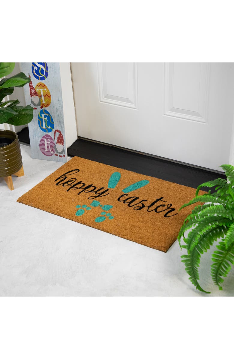 Northlight Natural Coir "Hoppy Easter" Outdoor Doormat - 18" x 30", Alternate, color, Blue