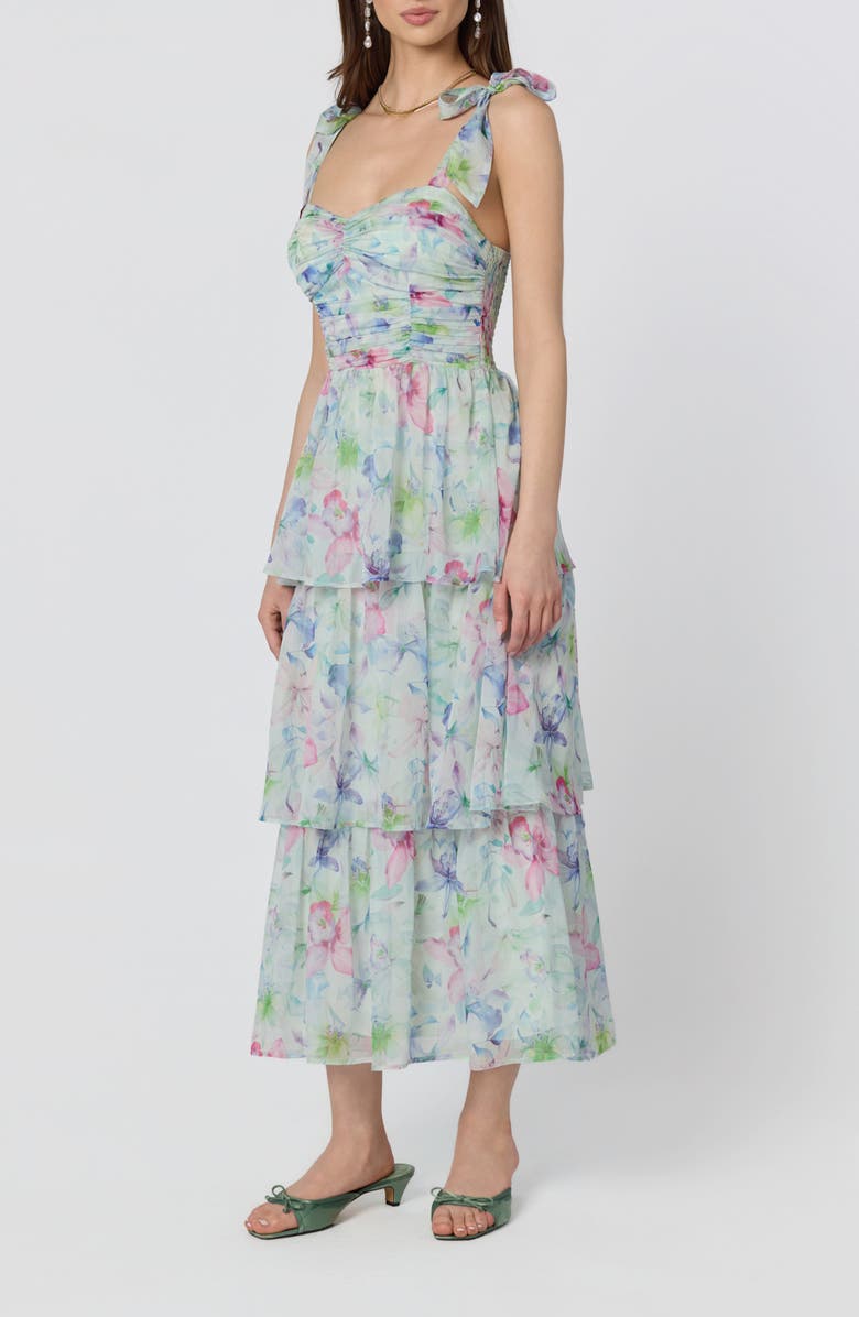 ASTR the Label Tiered Tie Strap Sundress, Alternate, color, Mint Multi Floral