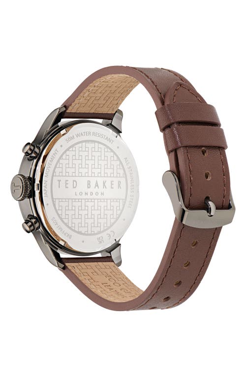Ted Baker Fulmaar Chronograph Leather Strap Watch, 44mm In Green