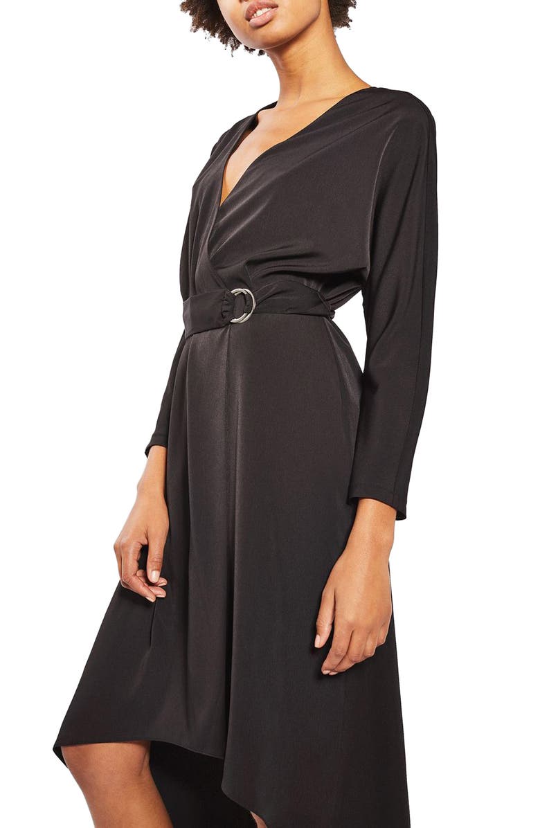 Topshop O-Ring Wrap Midi Dress, Alternate, color, 