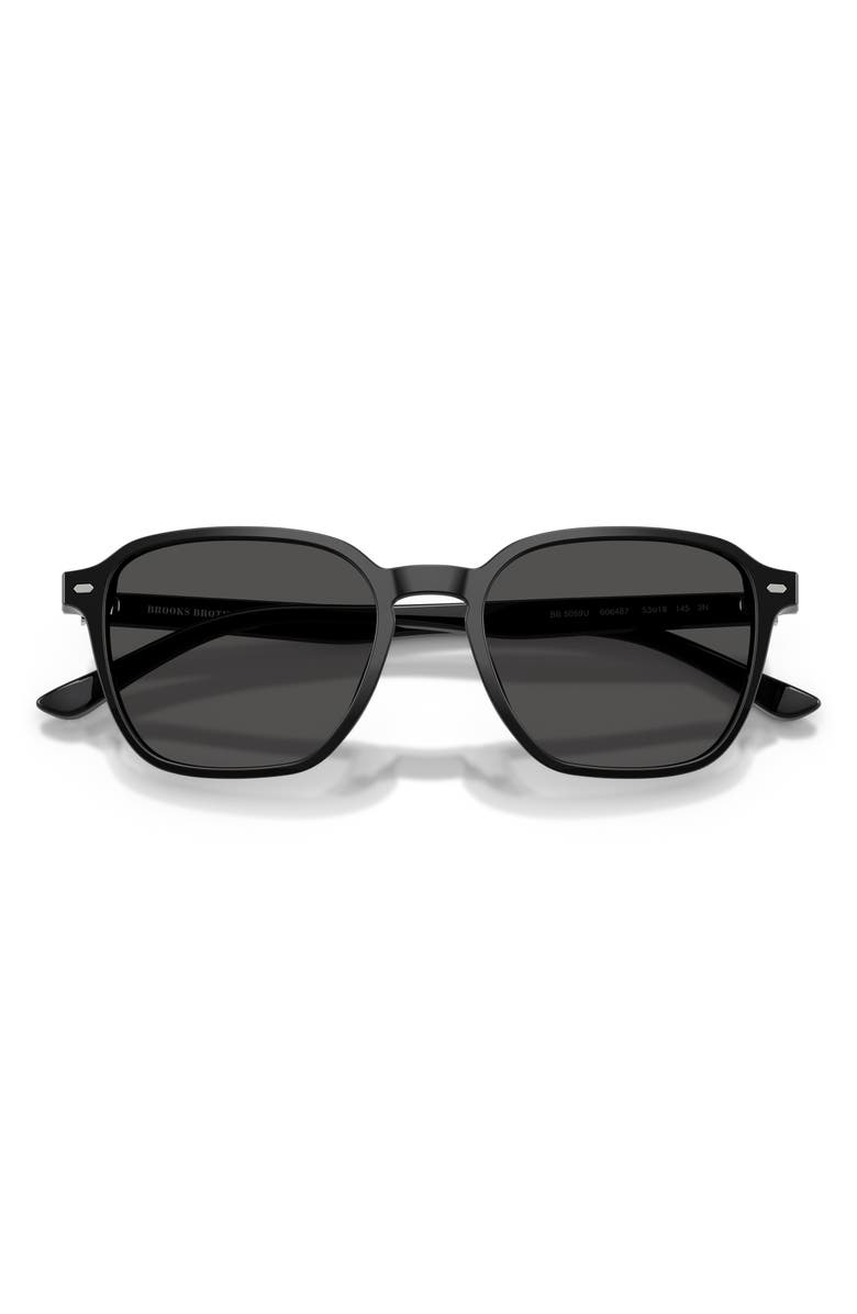 Brooks Brothers 53mm Irregular Sunglasses, Alternate, color, Black / Dark Grey