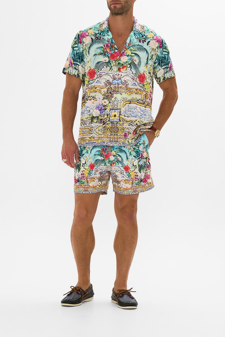 Mid Length Boardshort With Elastic Waist Gardens Of Queluz, Main, color, Gardens Of Queluz