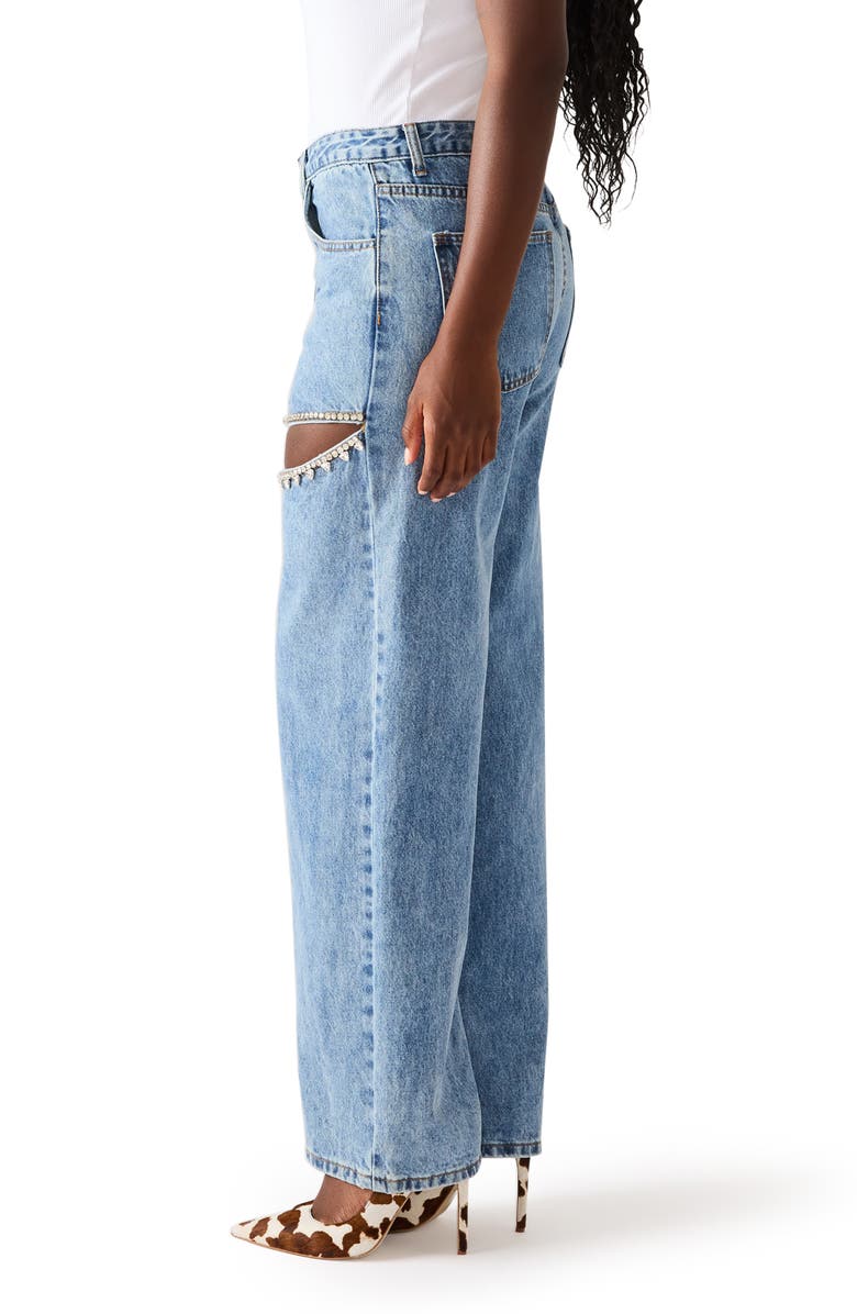 Steve Madden Taylor High Waist Rhinestone Cutout Detail Jeans, Alternate, color, Doha Wash