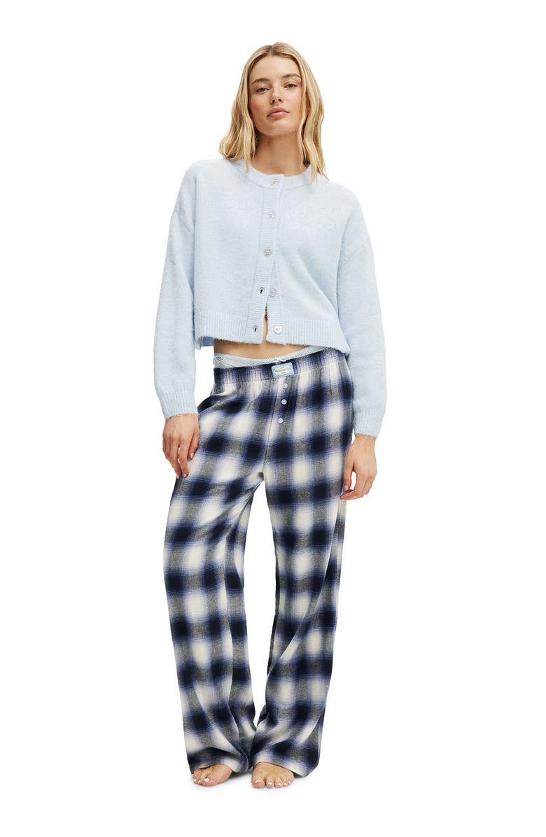 COTTON ON BODY Women's Flannel Wide Leg Pant, Alternate, color, Navy White Check
