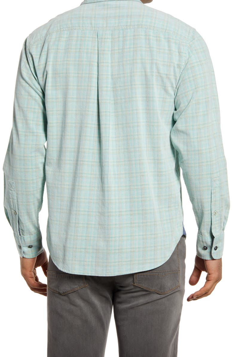 Tommy Bahama Coastline Corduroy Harbor Plaid Cotton Button-Up Shirt, Alternate, color, Malibu