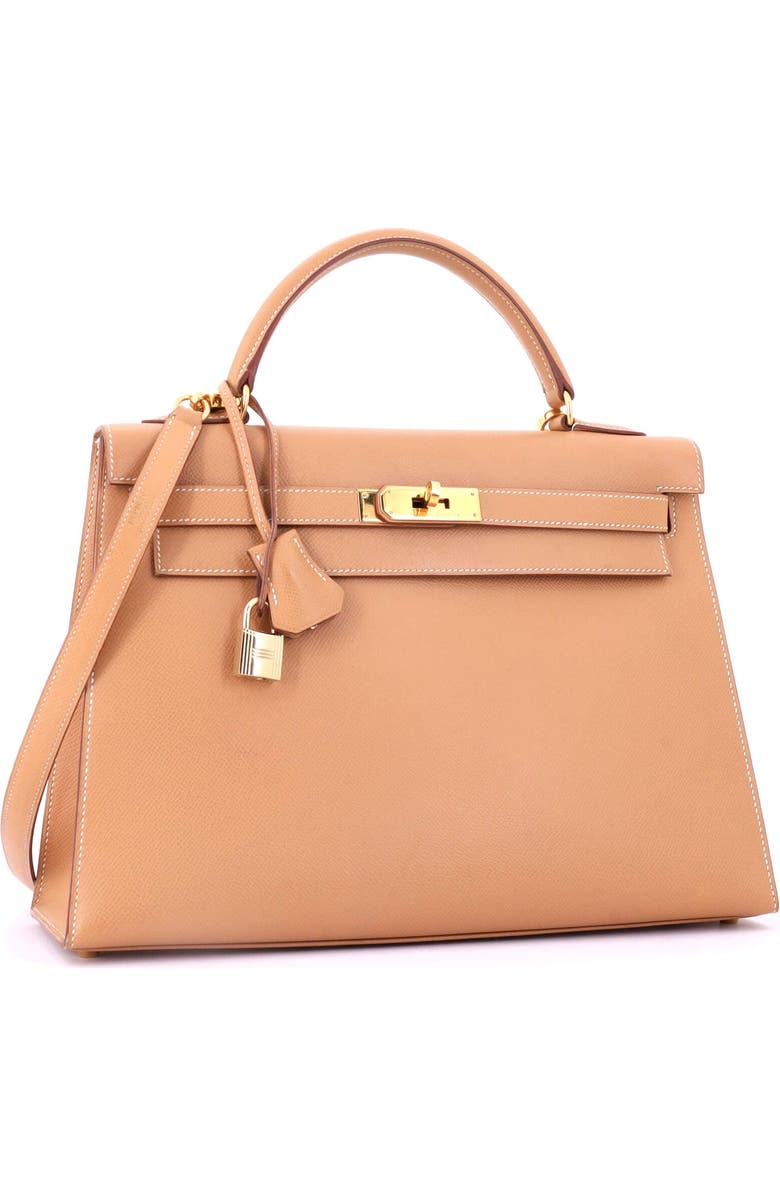 Pre-Owned Hermes Kelly Handbag Brown Courchevel with Gold Hardware 32, Alternate, color, Natural