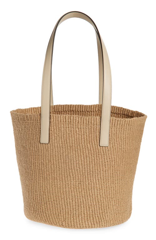 Chloé Large Horse Medal Basket Tote Bag In Paper And Leather In Deep Ivory