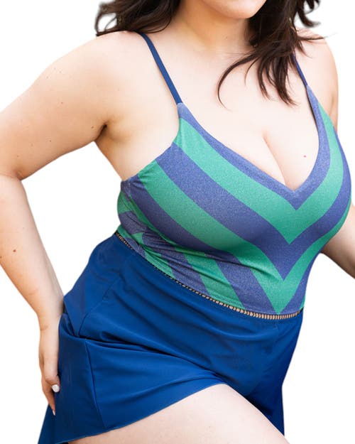 Biliblond Onepiece Overall Arava In Navy Green Lurex