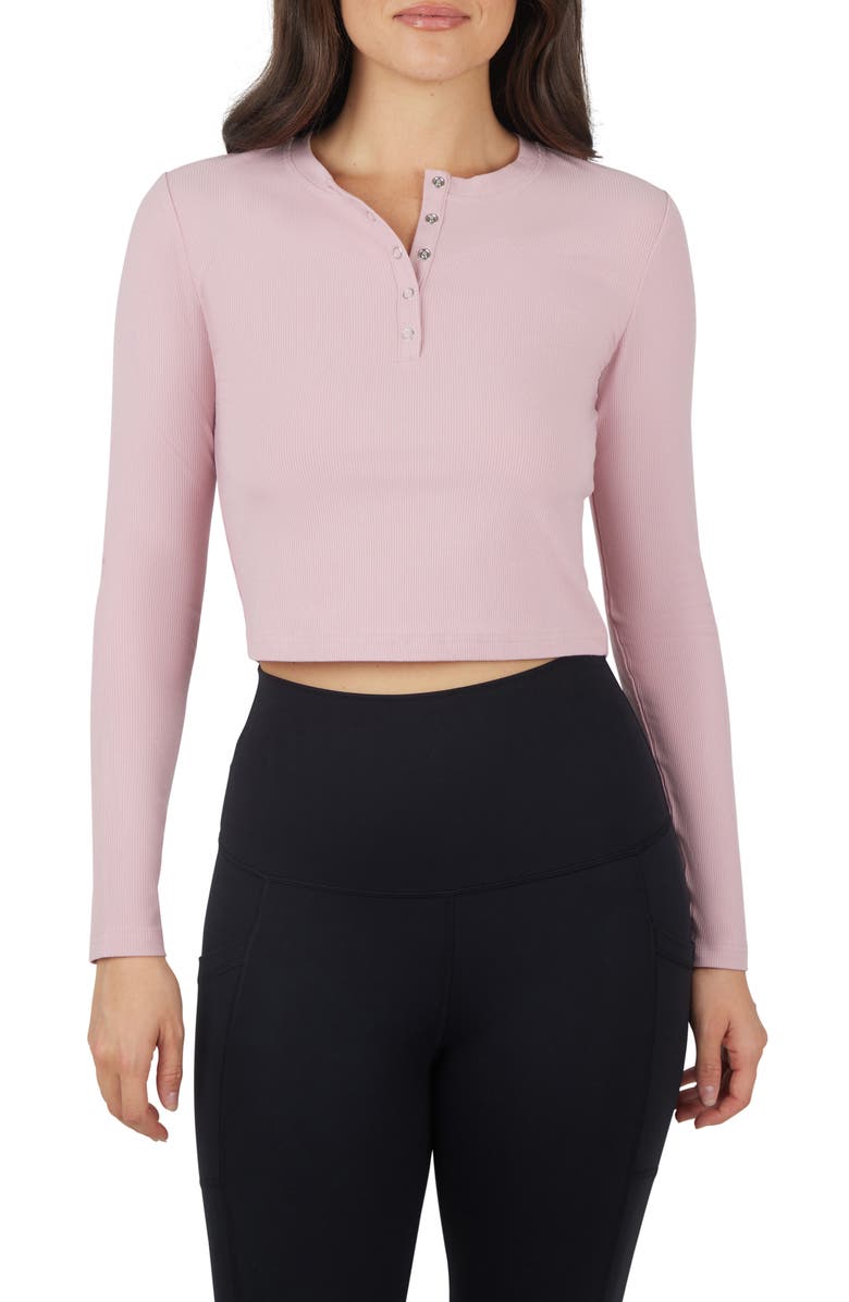 YOGALICIOUS Valentina Heavenly Rib Henley, Main, color, Pacific Pink