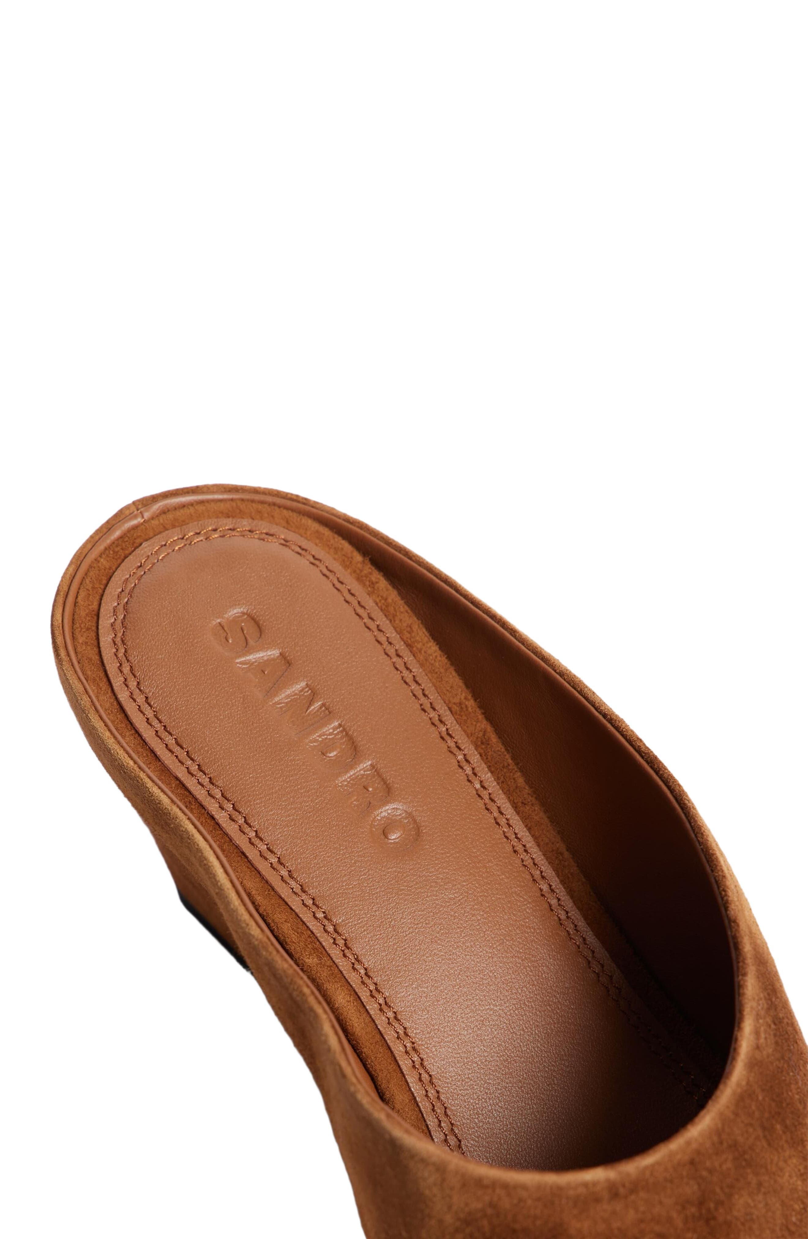 SANDRO Suede wedge sandals, Alternate, color, Brown