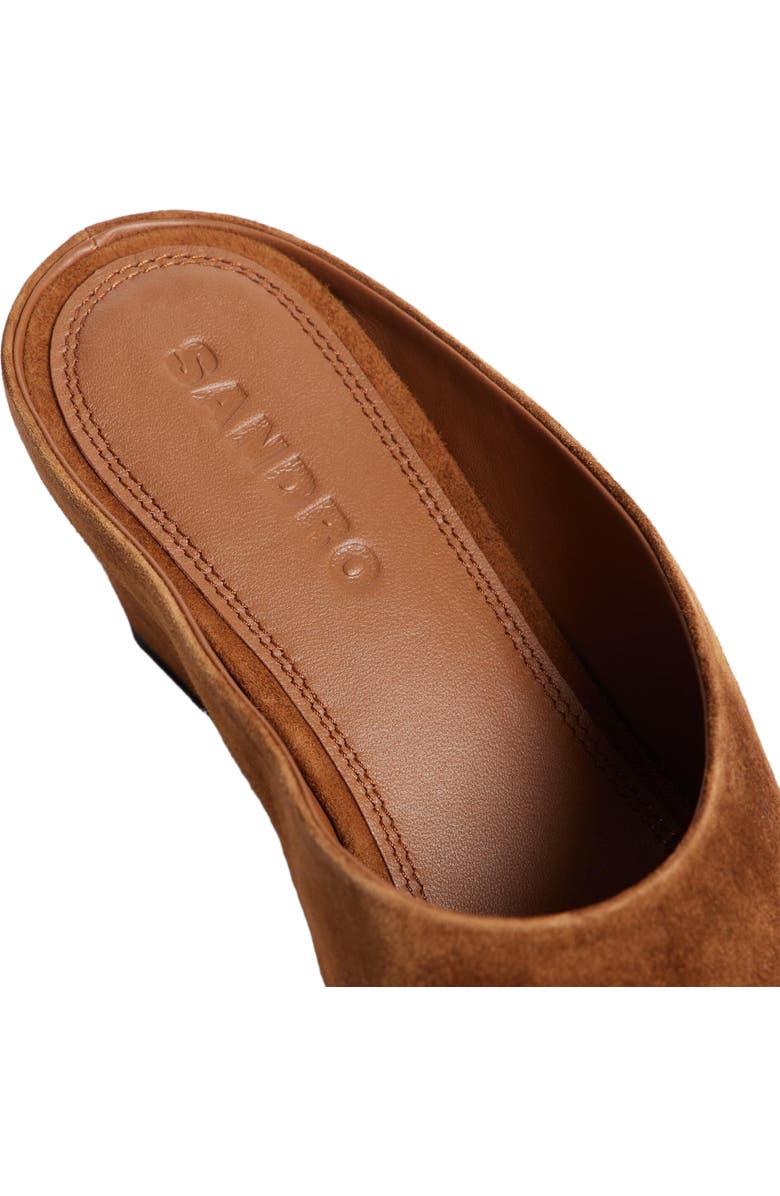 SANDRO Suede wedge sandals, Alternate, color, Brown