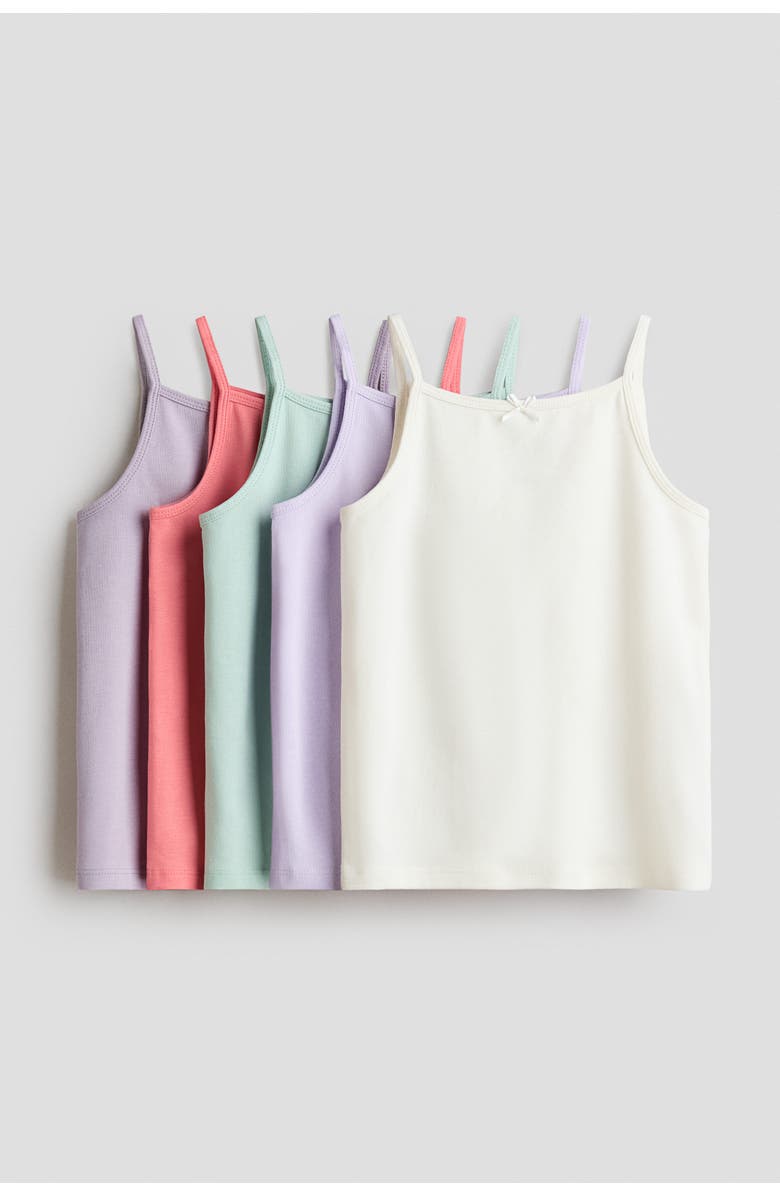 H&M 5-pack Jersey Vest Tops, Main, color, Light Purple/White