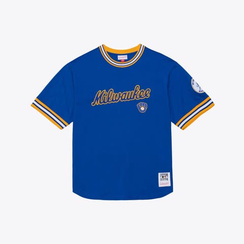 Men's Mitchell & Ness  Royal Milwaukee Brewers Wild Pitch Ringer T-Shirt