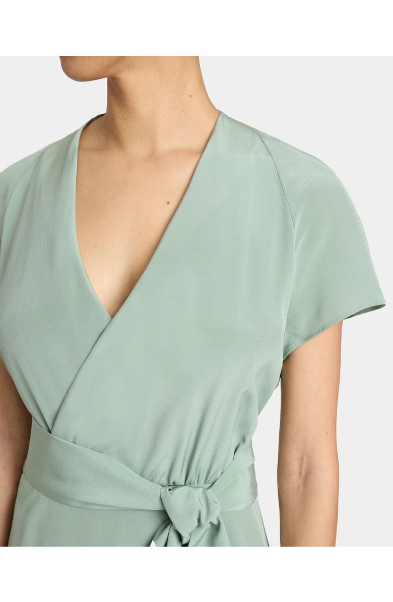 Santorelli HALEY Cap Sleeve Silk Faux Wrap Hi Lo Midi Dress, Alternate, color, Aloe