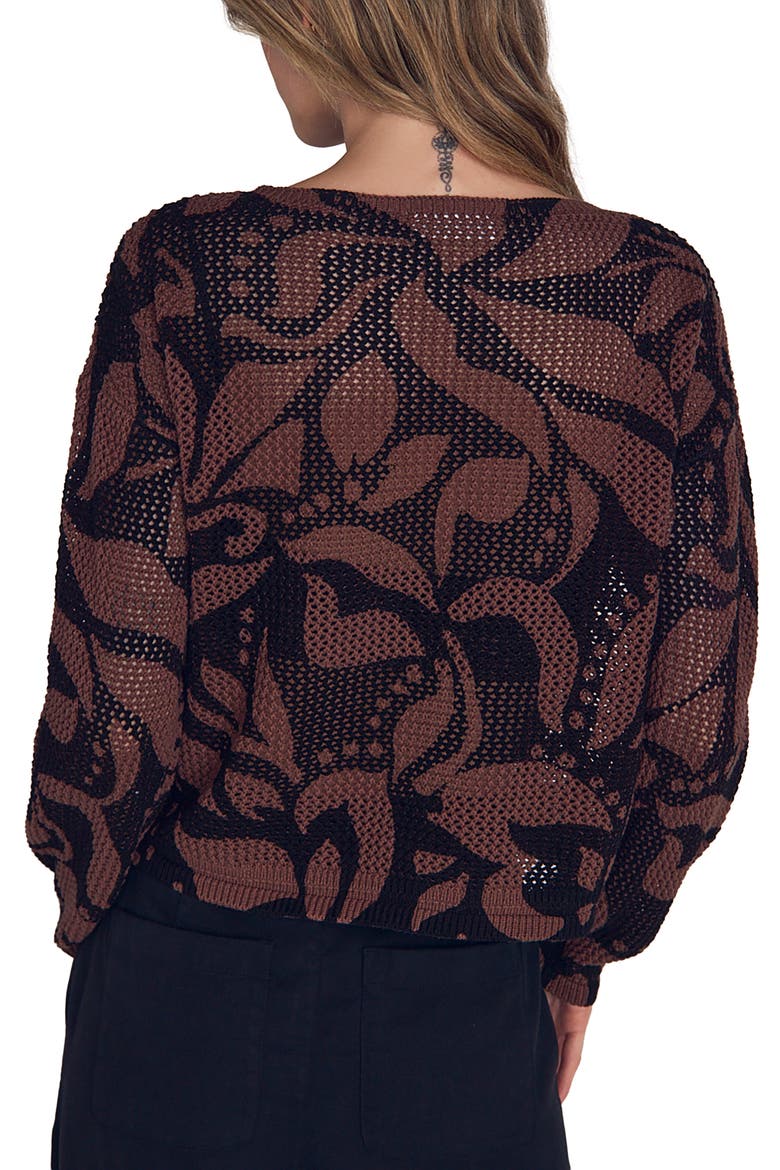 Leaf Print Cotton Sweater, Alternate, color, SIENNA FLORAL PRINT