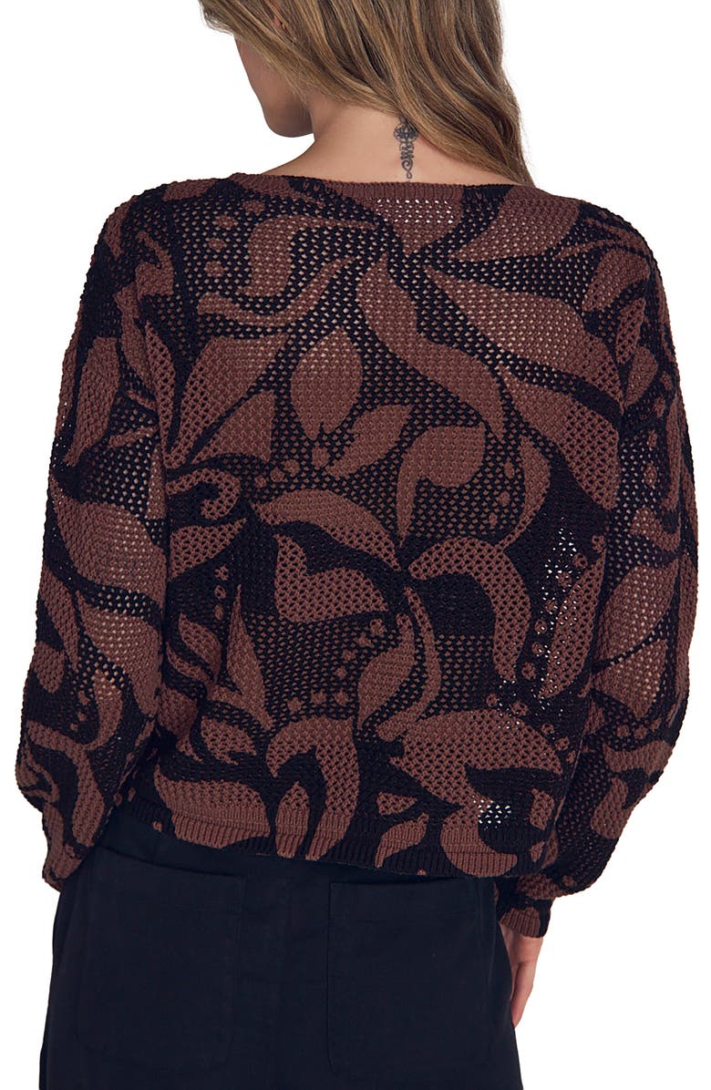 Bella Dahl Leaf Print Cotton Sweater, Alternate, color, Sienna Floral Print