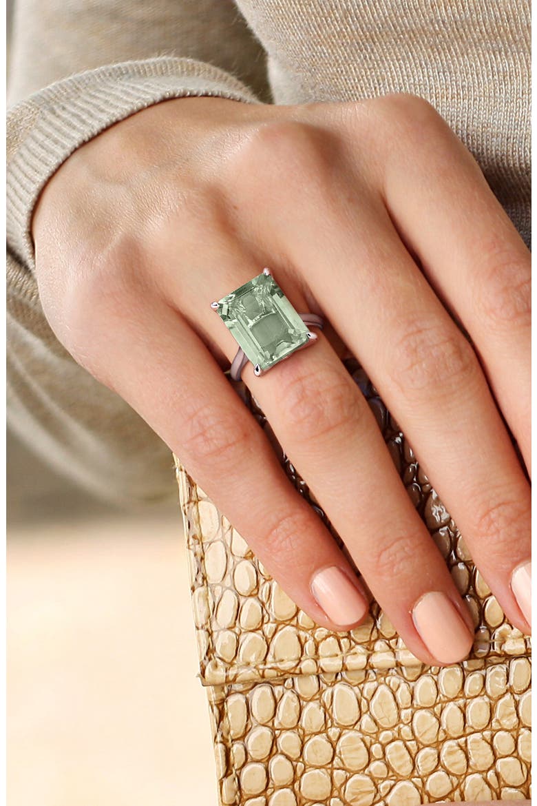 Octagon Cut Green Quartz Statement Ring, Alternate, color, GREEN