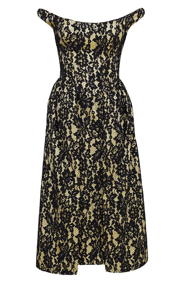 HOUSE OF CB Charming Off the Shoulder Cocktail Dress, Alternate, color, Black Gold