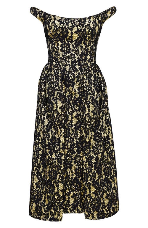 Shop House Of Cb Charming Off The Shoulder Cocktail Dress In Black Gold