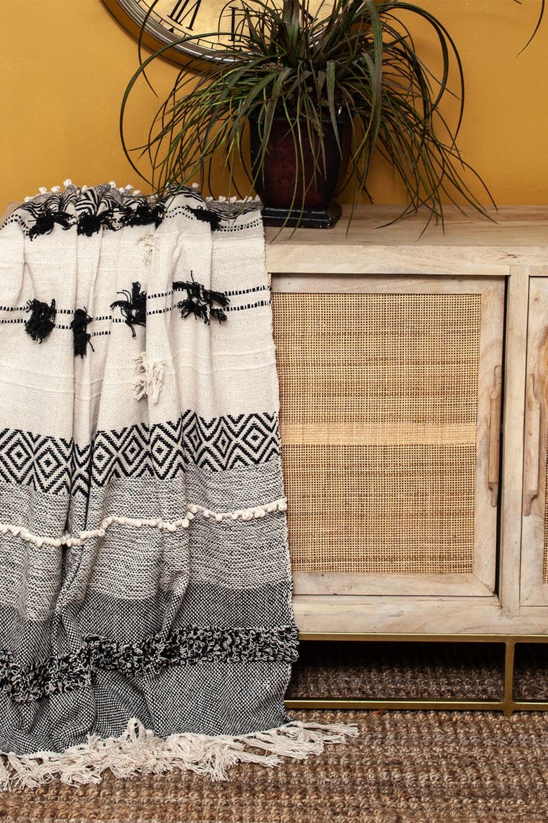 Palak Eclectic Beige 52" x 67" Woven Handloom Throw, Alternate, color, BEIGE