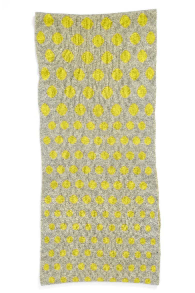 Dot Cashmere Infinity Scarf, Alternate, color, GREY/ YELLOW