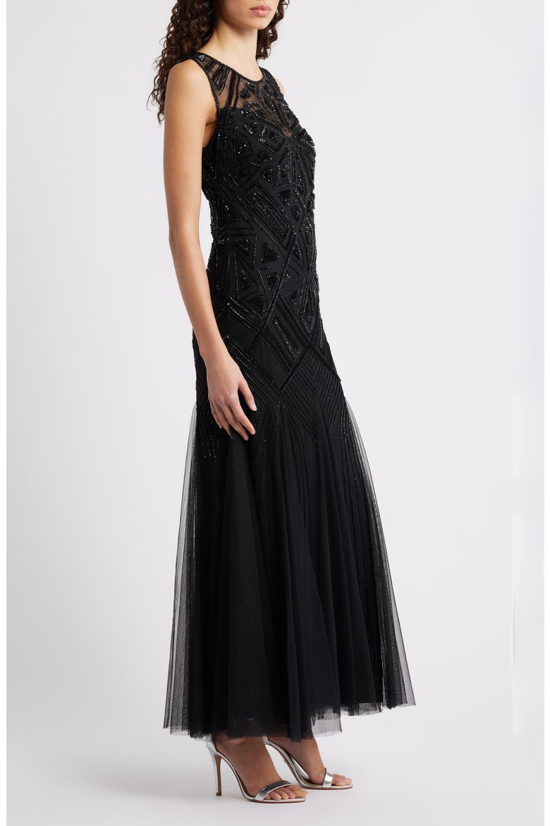 Geometric Beaded Sleeveless Gown, Alternate, color, BLACK 001