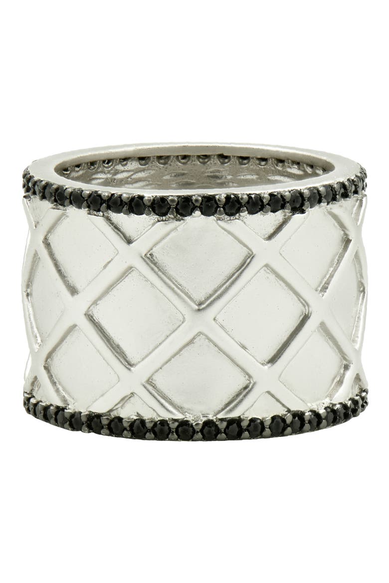 Crisscross Cigar Band Ring, Main, color, SILVER/ BLACK