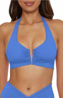 Becca Shirred V-Wire Halter Bikini Top